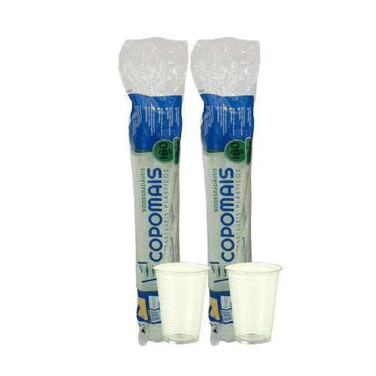 2 Pacotes de Copo 180ml Translúcido verde Biodegradável Copomais com 100 unidades - e - dona