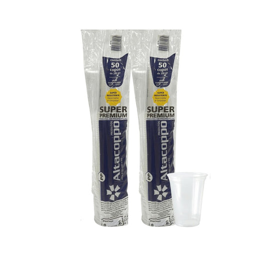 2 Pacotes de Copo 330ml transparente PP Altacoppo com 50 unidades - e - dona