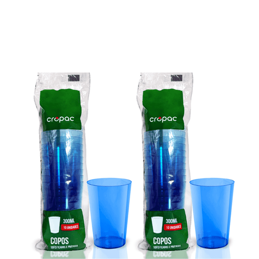 2 Pacotes de Copo Acrílico 300ml Azul Neon Cropac c/ 10 un - e - dona