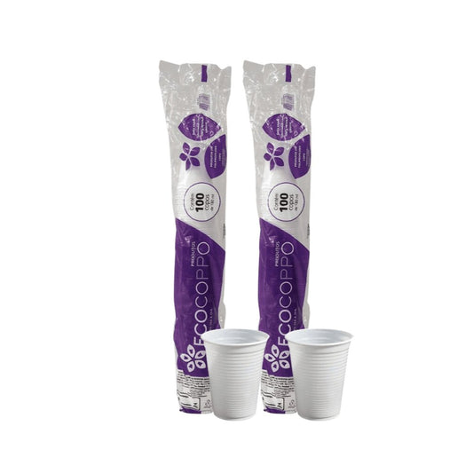 2 Pacotes de Copo de 180ml PP Branco ABNT 2012 Ecocoppo caixa com 100 unidades - e - dona