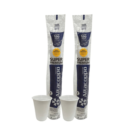 2 Pacotes de Copo de 200ml Branco PP Altacoppo Super Premium com 100 unidades - e - dona