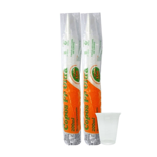 2 pacotes de Copo de 200ml Transparente PP Ultra Copos Replast com 100 unidades - e - dona