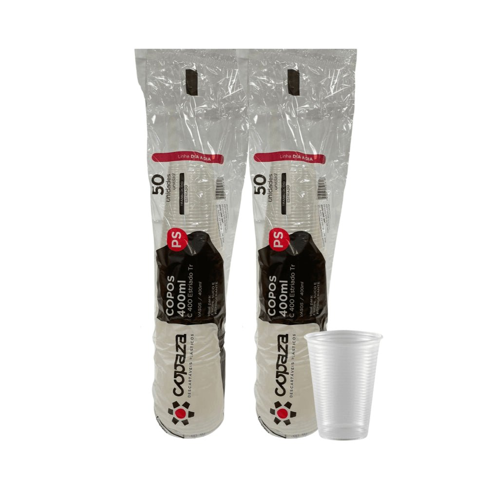 2 Pacotes de Copo de 400ml Translúcido ABNT Copaza com 50 unidades - e - dona