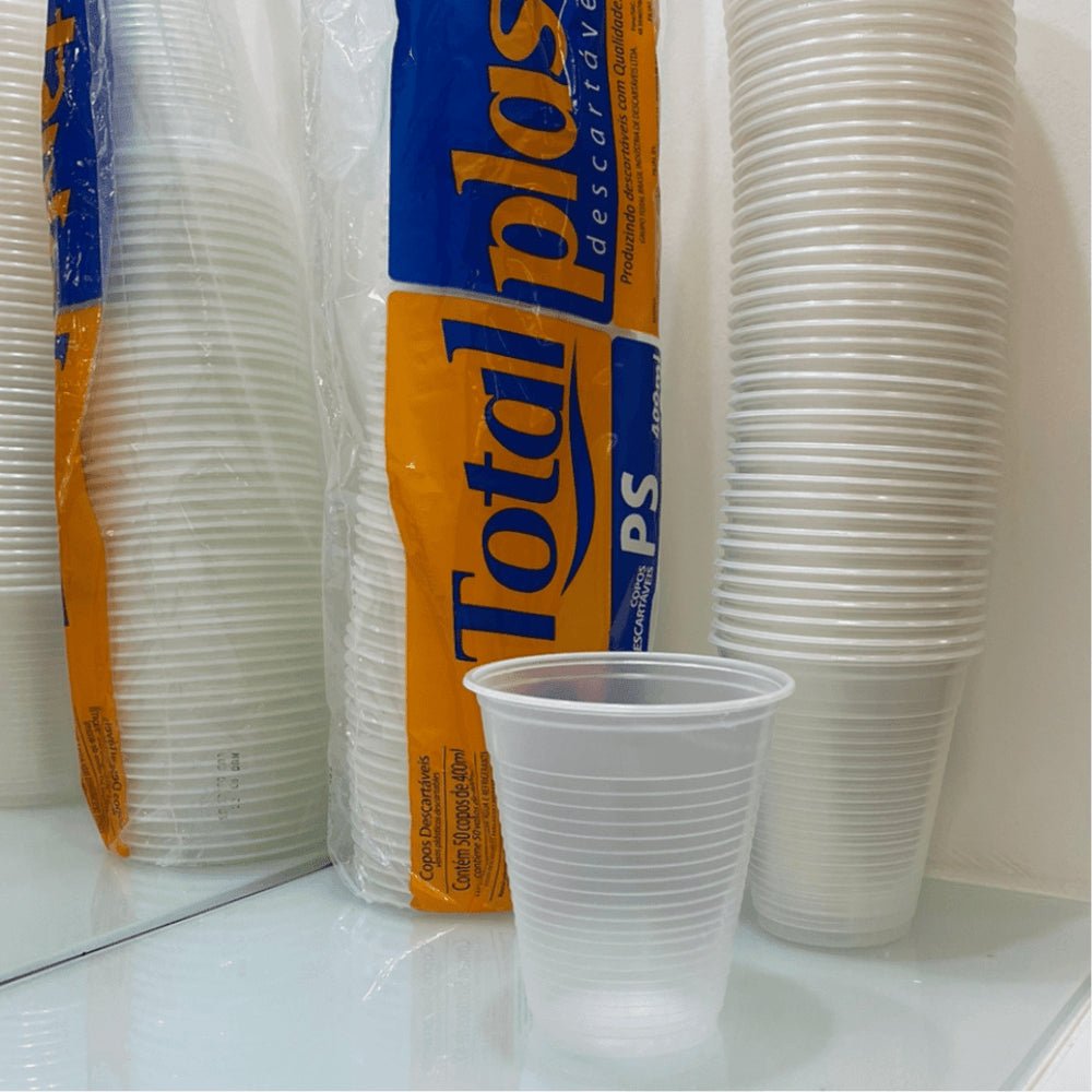 2 Pacotes de Copo de 400ml Transparente PS Totalplast com 50 unidades - e - dona