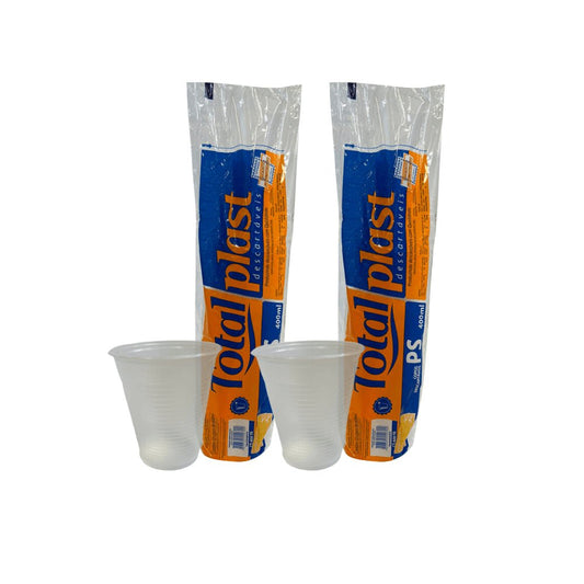2 Pacotes de Copo de 400ml Transparente PS Totalplast com 50 unidades - e - dona