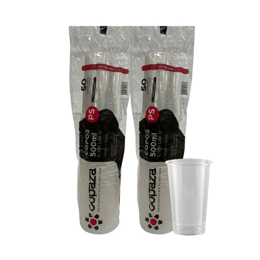 2 Pacotes de Copo de 500ml Liso Translúcido ABNT 2002 Copaza com 50 unidades - e - dona