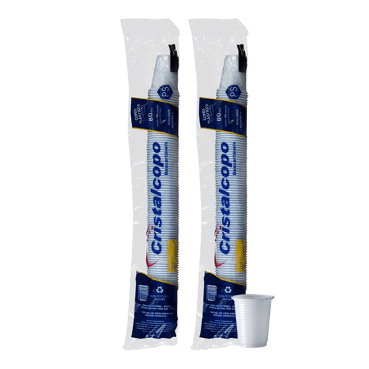 2 Pacotes de Copo de 80ml branco Cristalcopo com 100 unidades - e - dona