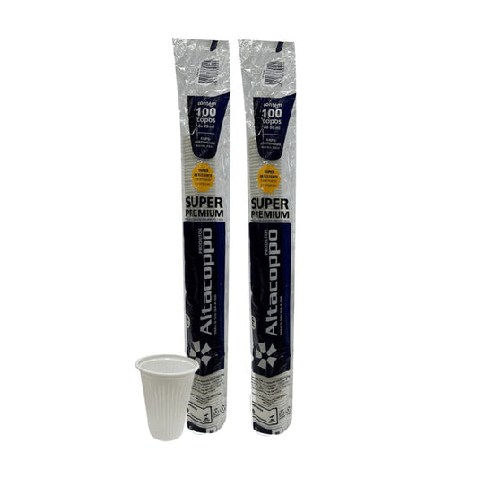 2 Pacotes de Copo de 80ml branco PP Altacoppo com 100 unidades - e - dona