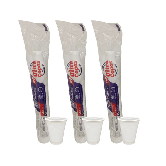 3 Pacotes de Copo de 180ml Branco PP Ultratherm com 100 unidades - e - dona