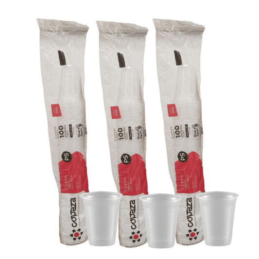 3 Pacotes de Copo de 180ml Translúcido Copaza PS com 100 unidades - e - dona