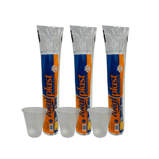 3 Pacotes de Copo de 180ml Transparente PS Totalplast com 100 unidades - e - dona