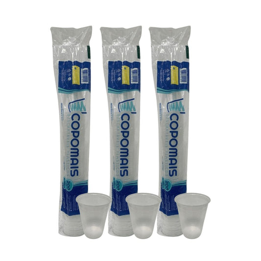 3 Pacotes de Copo de 200ml Transparente PS ABNT 2012 Copomais com 100 unidades - e - dona