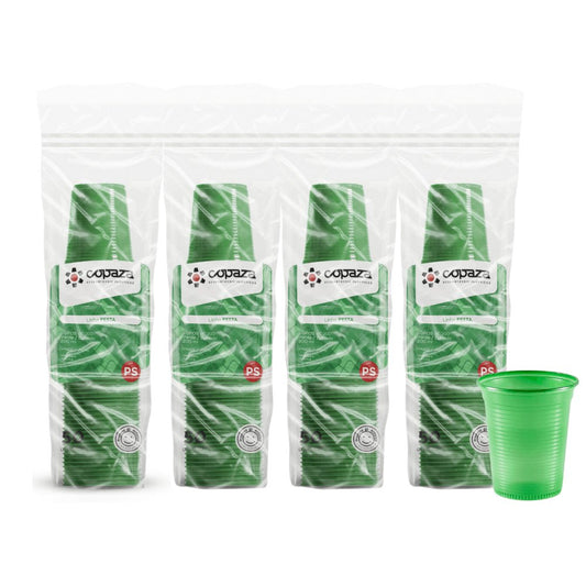 4 Pacotes de Copo de 200ml Verde estriado PS Copaza com 50 unidades - e - dona