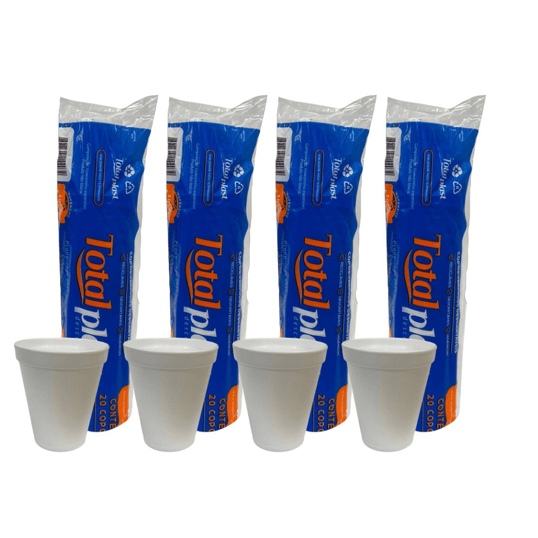 4 Pacotes de Copo de Isopor 240ml Totalplast com 20 unidades - e - dona