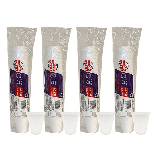 4 Pacotes de Copo de isopor Térmico 180ml Linha Replast Ultra com 25 unidades - e - dona