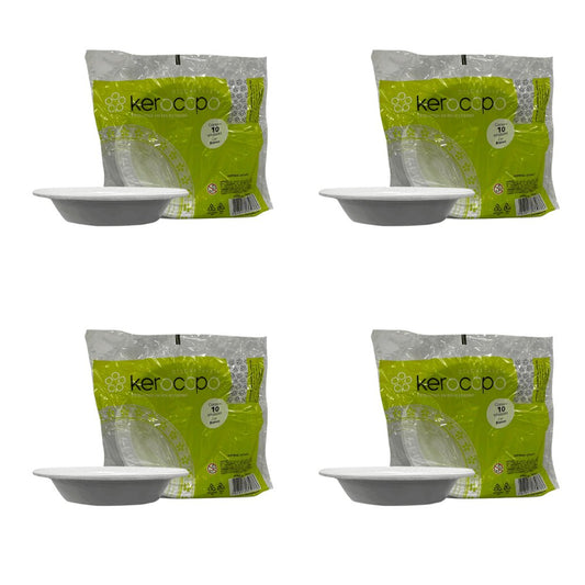 4 Pacotes de Prato Fundo 21cm Branco para Refeição Kerocopo com 10 unidades - e - dona