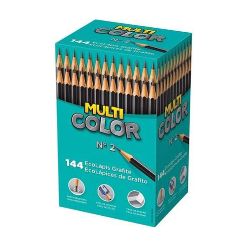 Lápis Preto N2 Multicolor Caixa com 144 Unidades