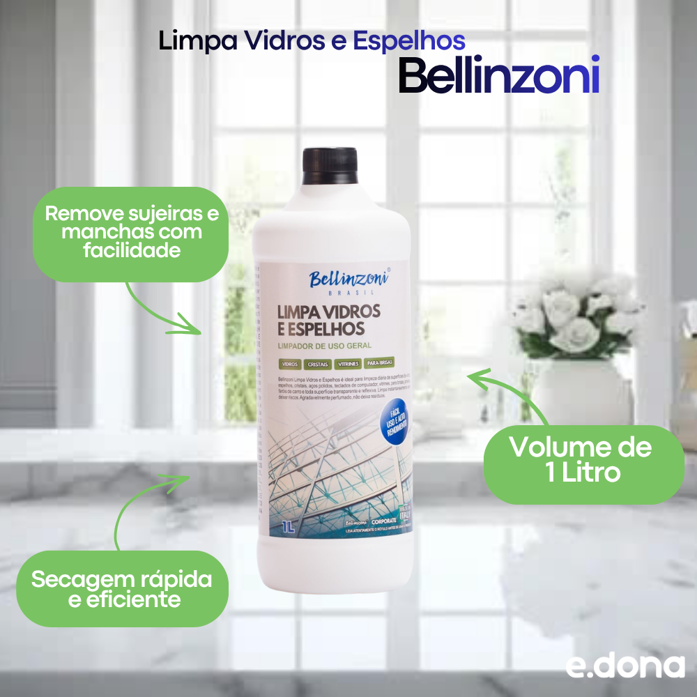 Limpa Vidros e Espelhos 1 Litro Bellinzoni