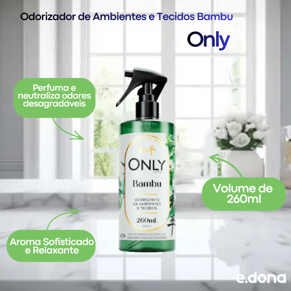 Odorizador de Ambientes e Tecidos Bambu 260ml Only