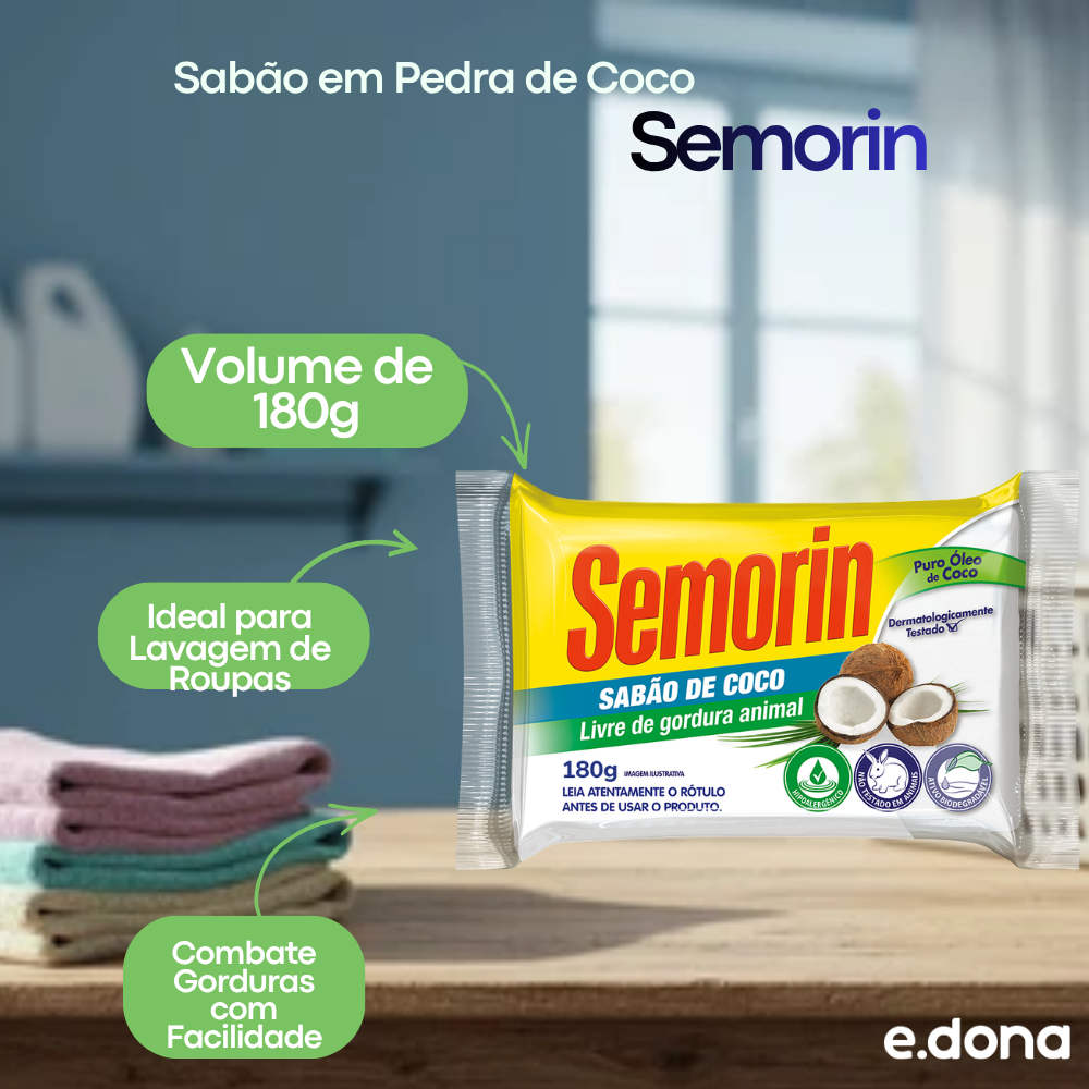 Sabão em Pedra Semorin Coco 180g