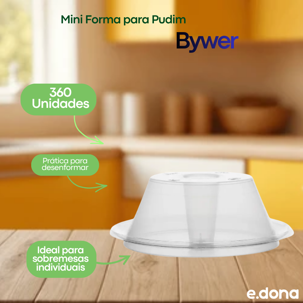 Mini Forma para Pudim Bywer com 360 Unidades