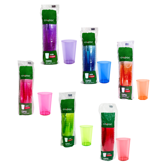 Kit 6 Pacotes Copo de Acrílico 300ml Cropac Neon
