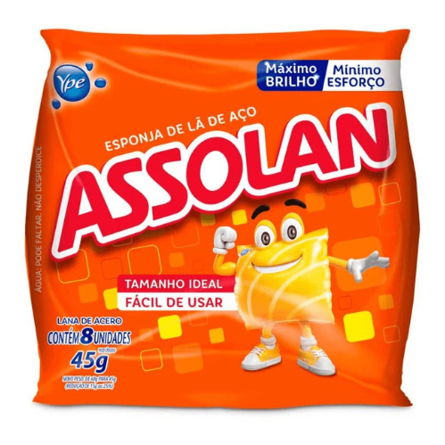 Kit 10 Pacotes de Lã de Aço Assolan 45g Cada