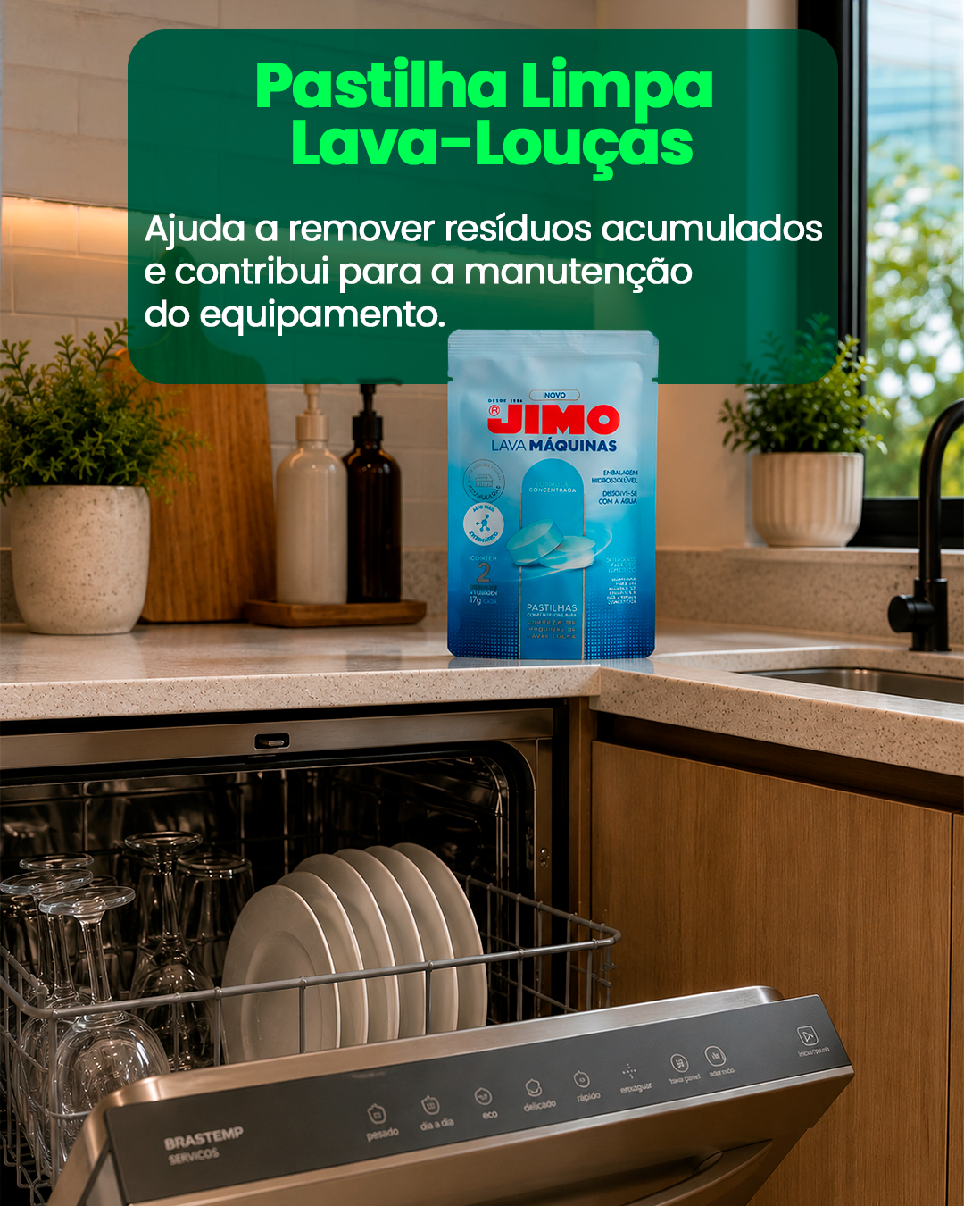 Pastilha 17g para Máquina de Lavar Louças com 2 Unidades Jimo