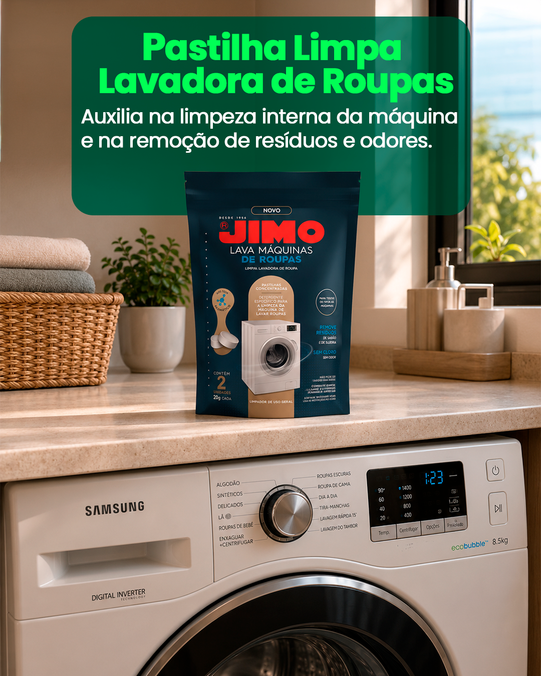 Pastilha 20g para Máquina de Lavar Roupas com 2 Unidades - Jimo