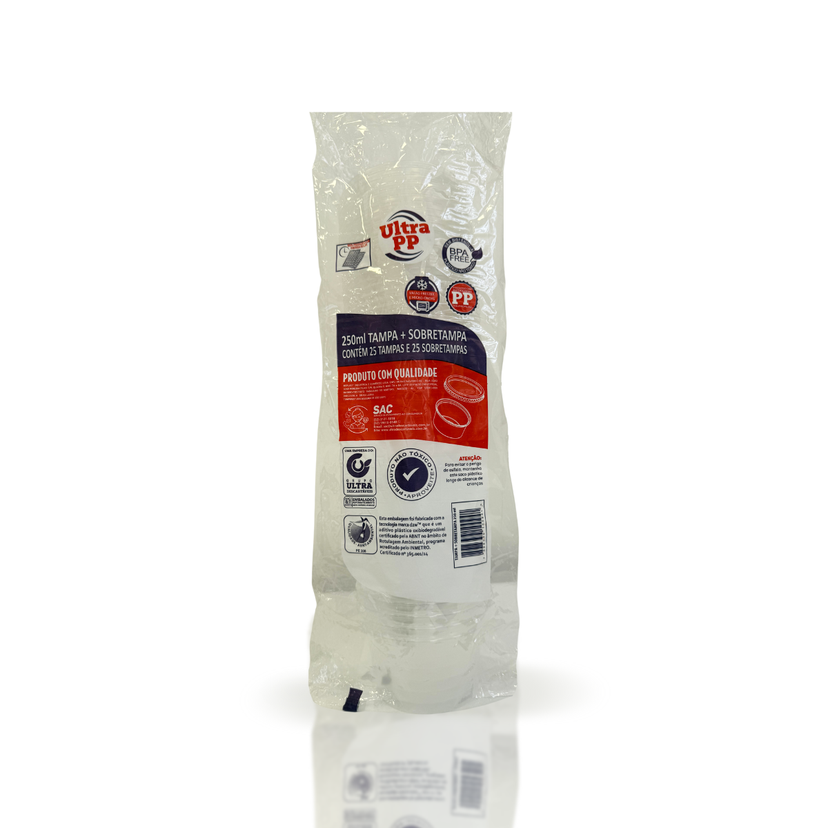 Pote de 250ml com tampa Transparente PP Ultratherm com 500 unidades