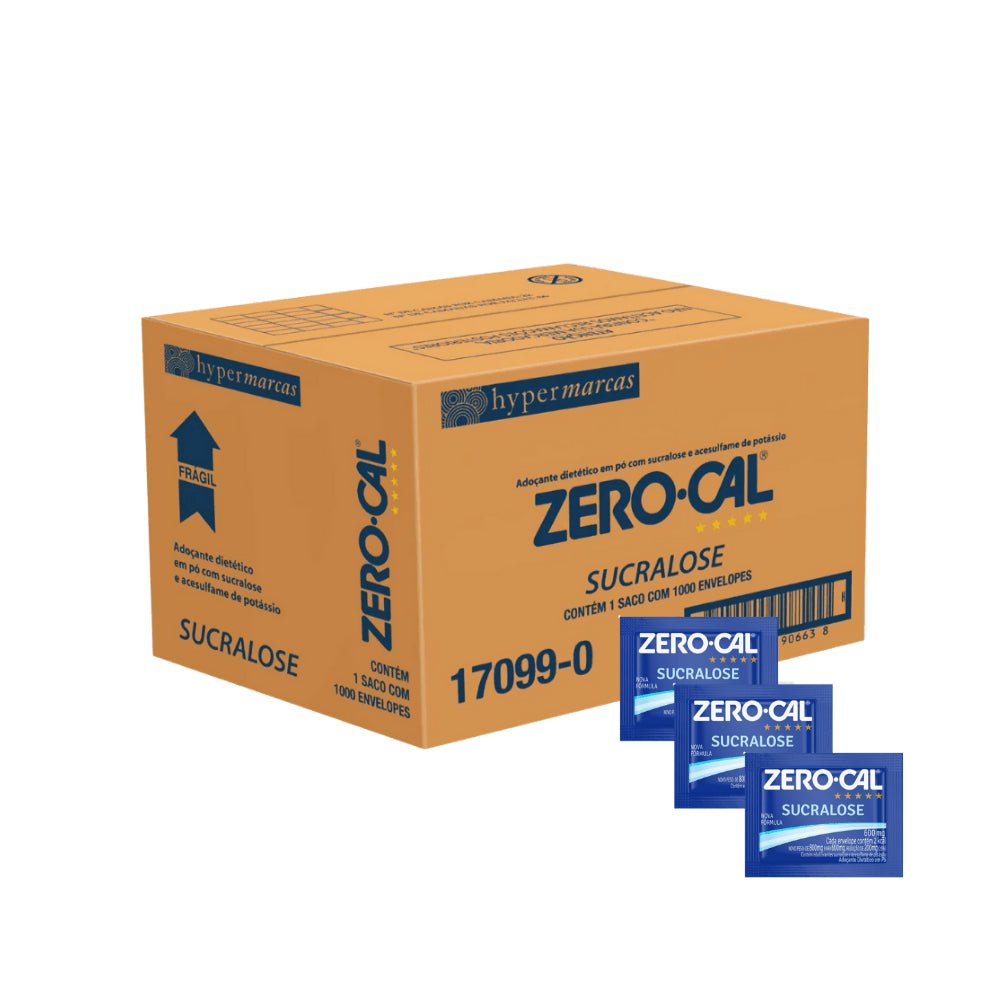 Adoçante Zero Cal Pó Sucralose 1.000 sachês - Sabor doce sem calorias, perfeito para adoçar café, chá, sucos ou receitas culinárias. - e - dona