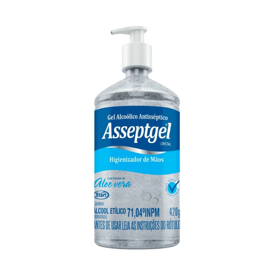 Álcool em Gel para as mãos 71 INPM Asseptgel Cristal Start 420g - e - dona