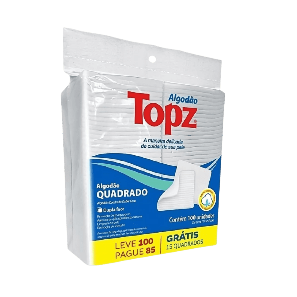 Algodão quadrado Fileira Dupla Com 100 Unidades Topz - e - dona