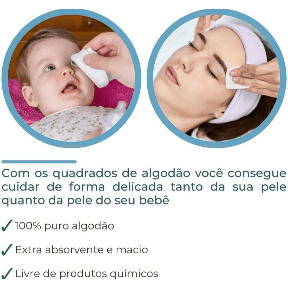 Algodão quadrado Fileira Dupla Com 100 Unidades Topz - e - dona
