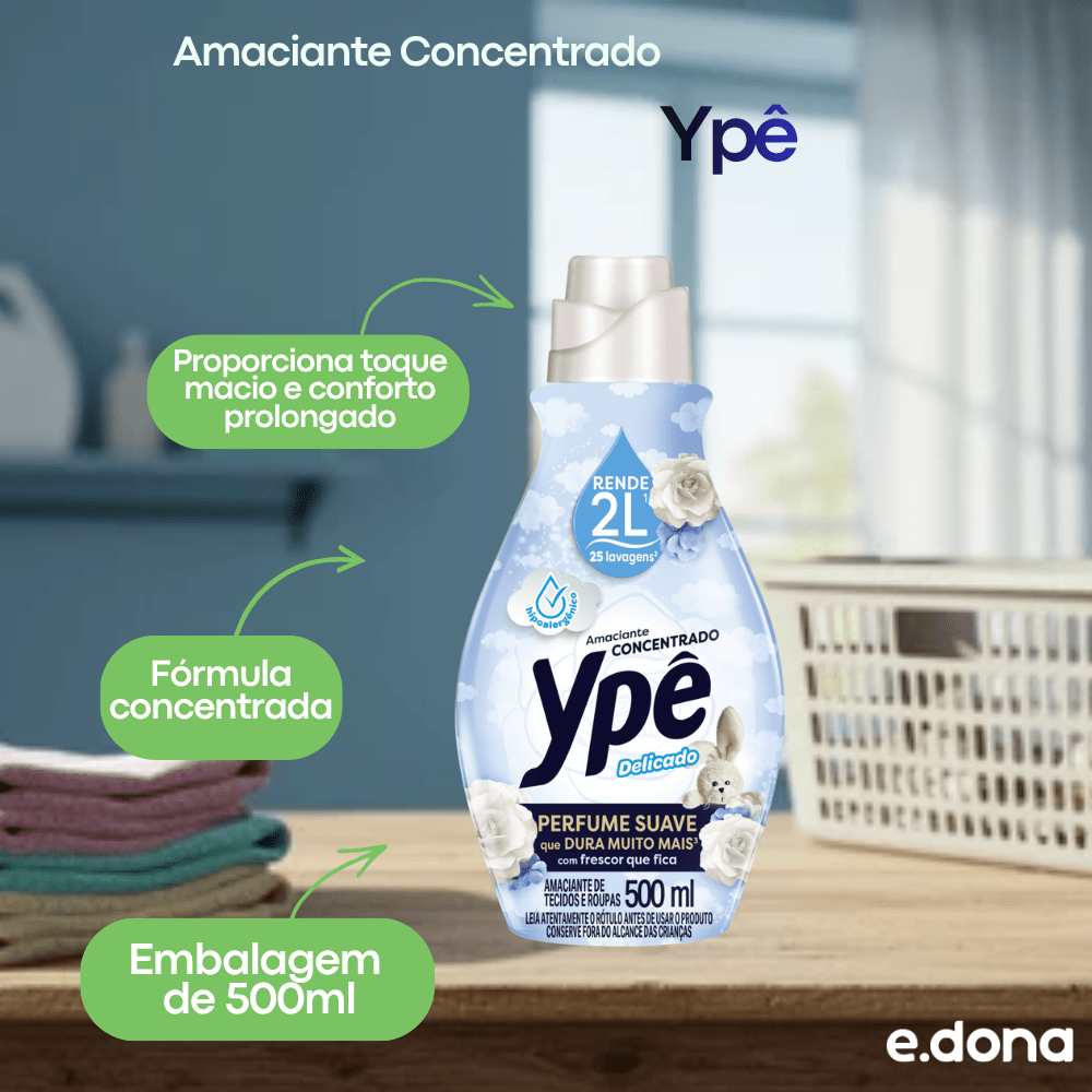 Amaciante Concentrado Ypê Delicado 500ml - e - dona