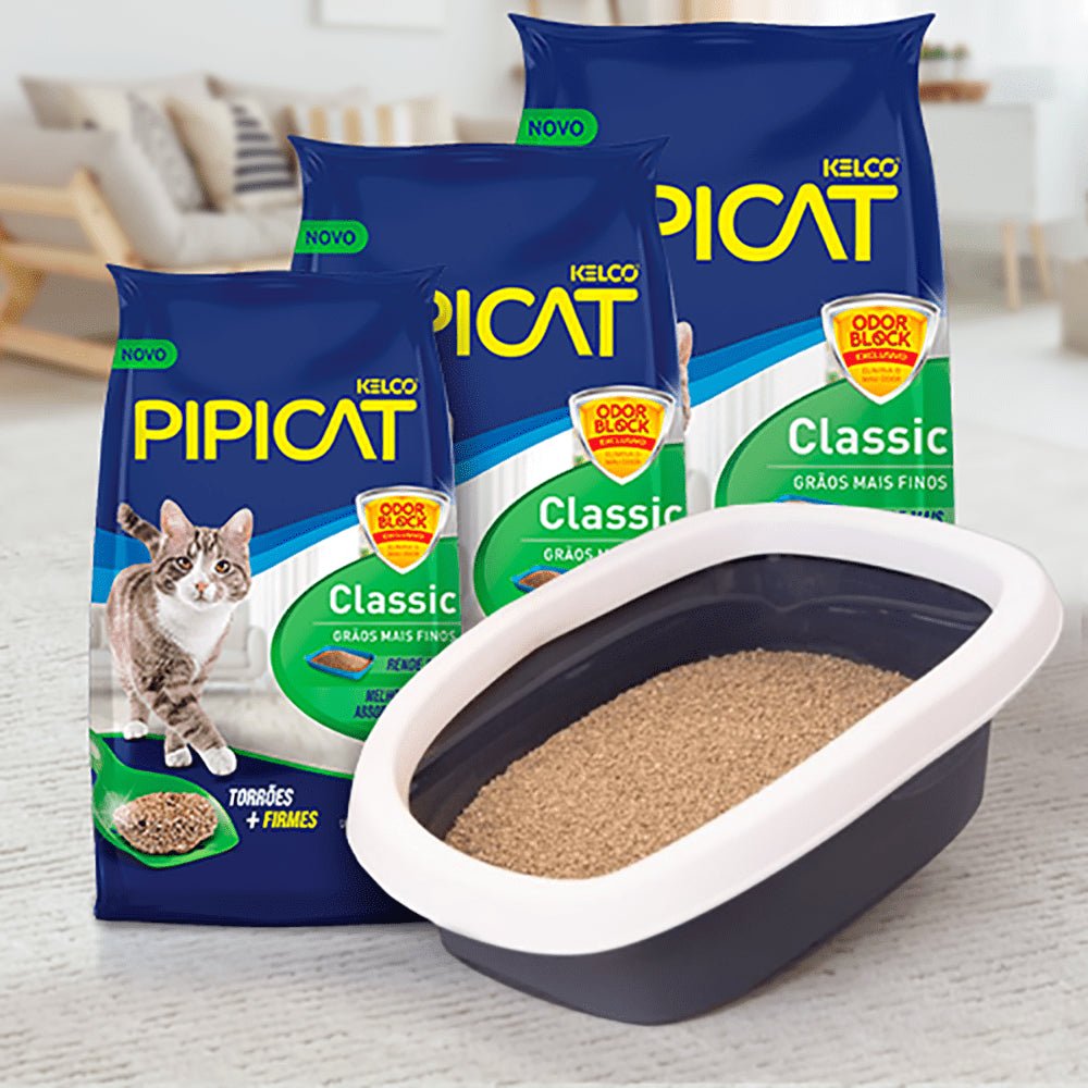 Areia Higiênica Sanitária para Gatos Classic Pipicat 12kg - e - dona