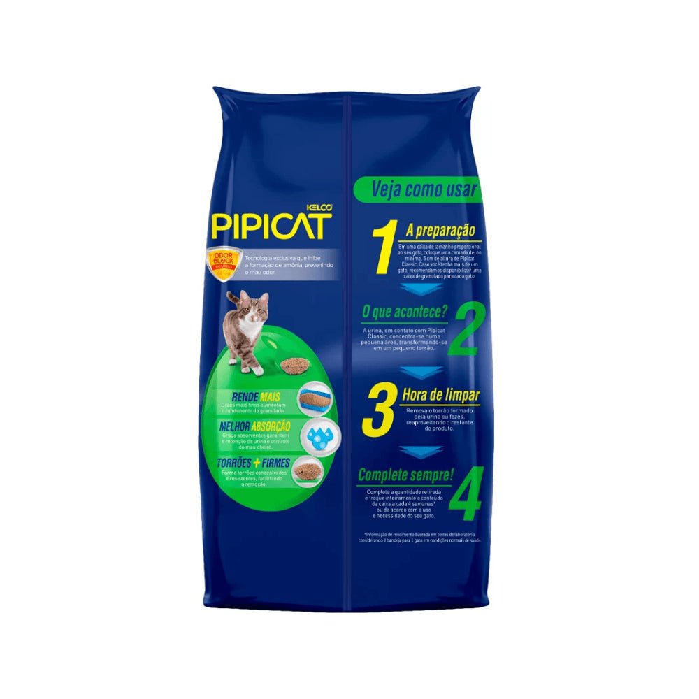 Areia Higiênica Sanitária para Gatos Classic Pipicat 4kg - e - dona