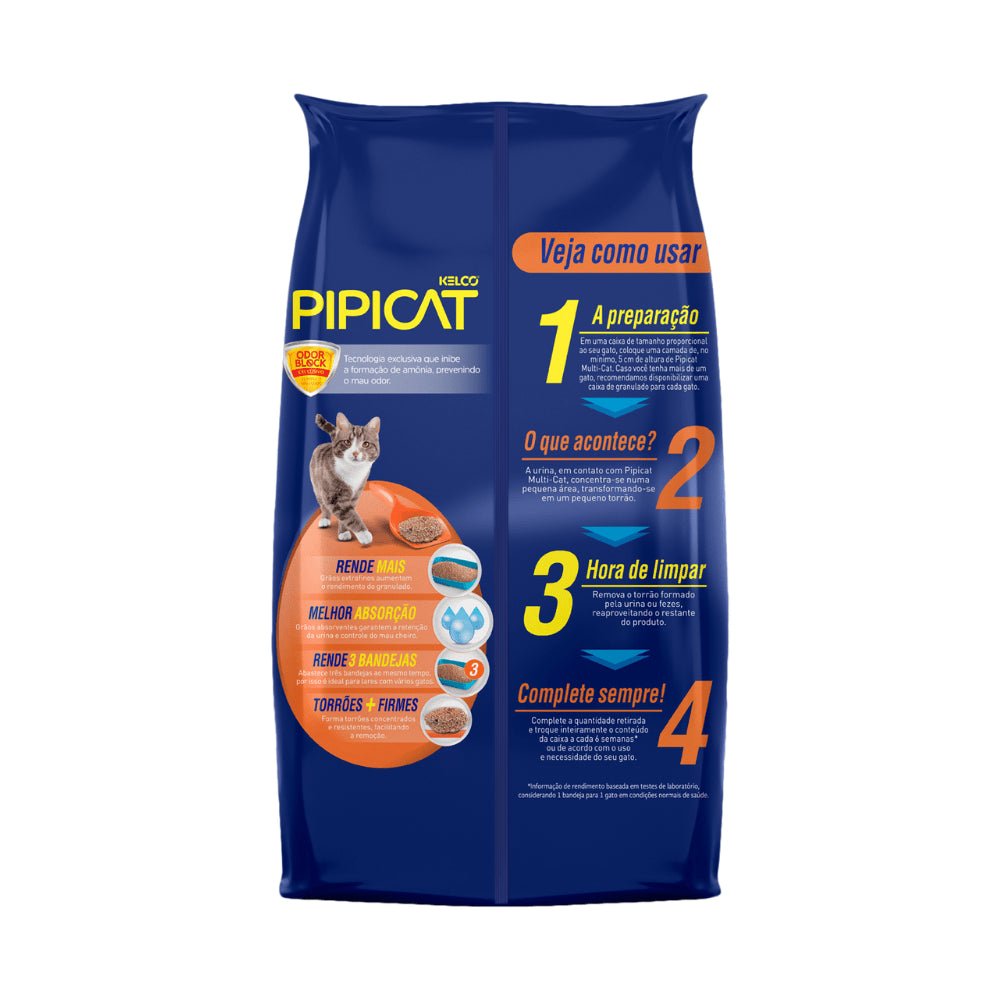 Areia Higiênica Sanitária para Gatos Multicat Pipicat 12kg - e - dona