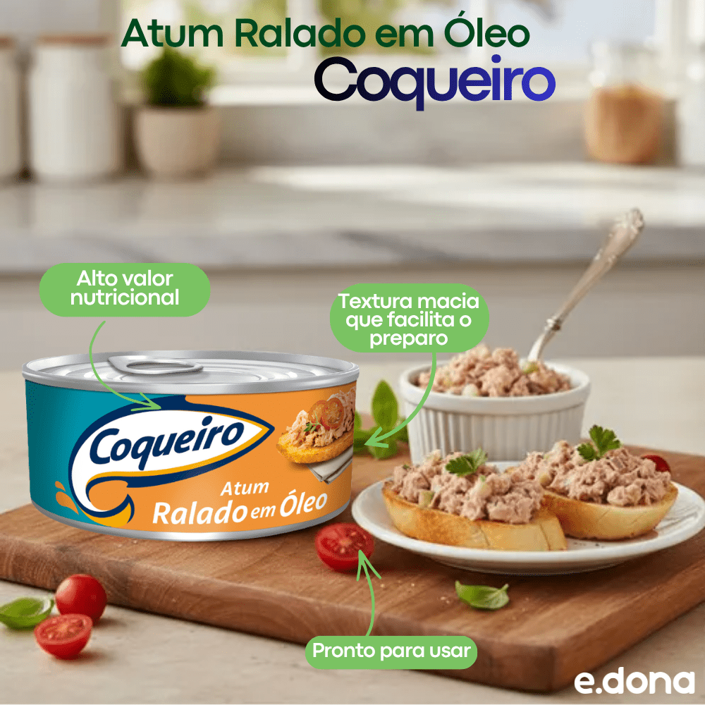 Atum Coqueiro Ralado em Óleo 170g - e - dona