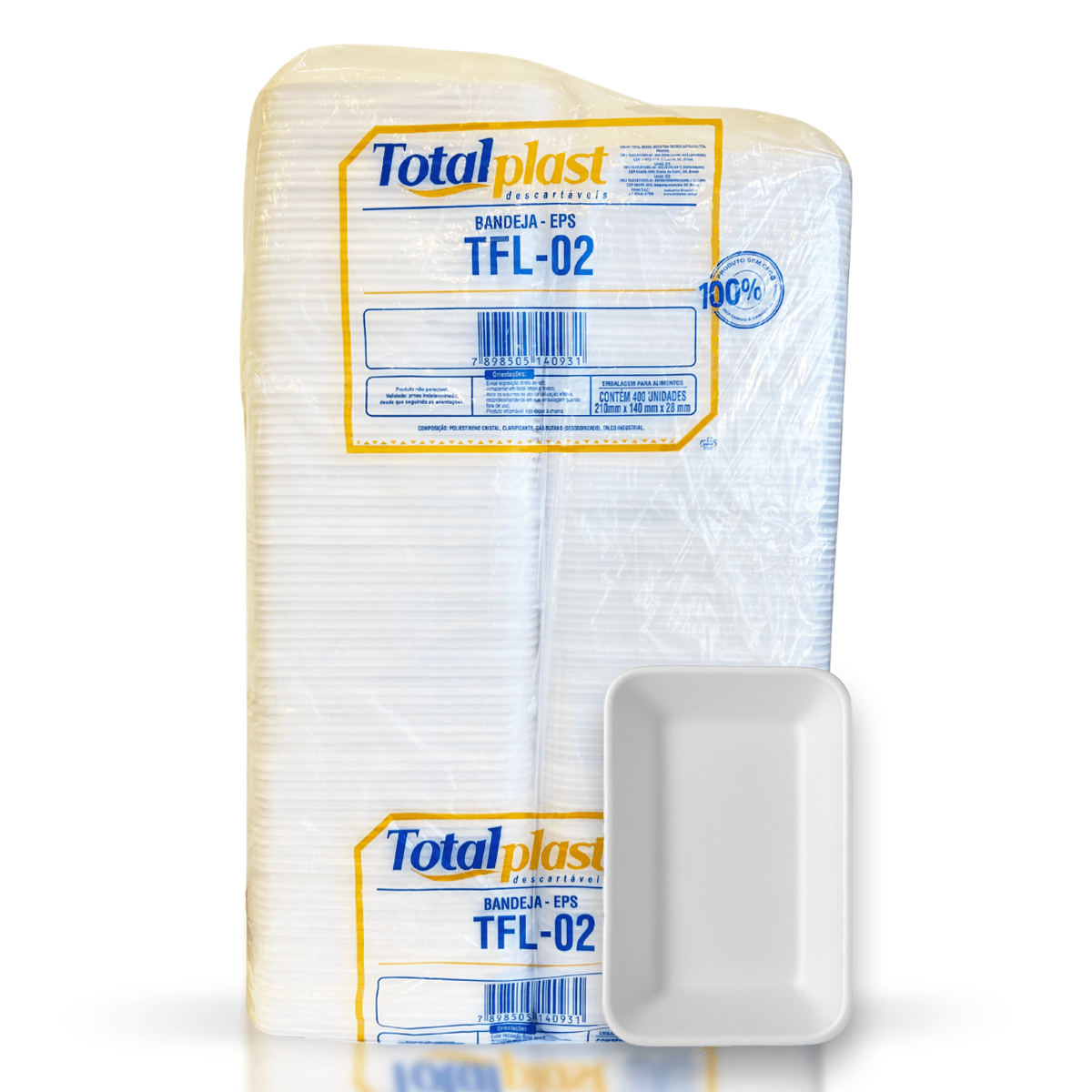 Bandeja isopor funda 02 Totalplast 400 unid | e.dona