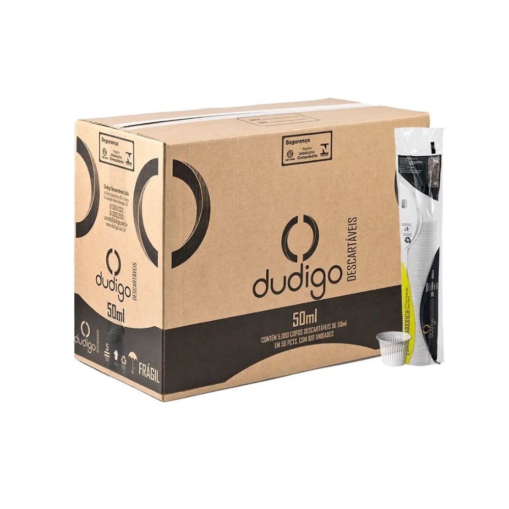 Caixa Copo 50ml Dudigo Transparente PS Com 5.000 Unidades - e - dona
