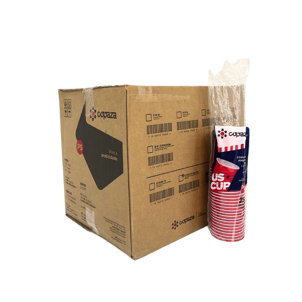 Caixa Copo Descartável Copaza 440ml Red Cup Vermelho com 500 Unidades - e - dona