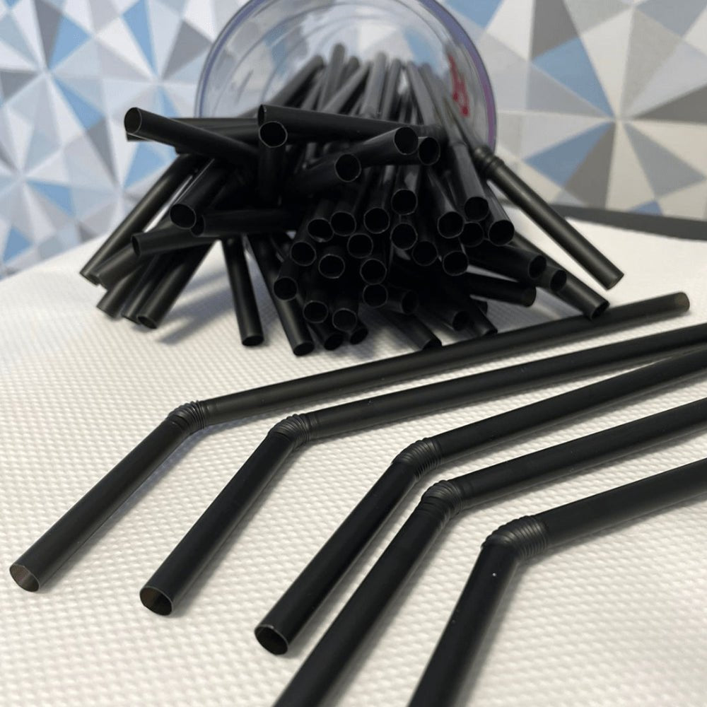 Canudo Biodegradável Preto flexível Bicão com 100 unidades - e - dona