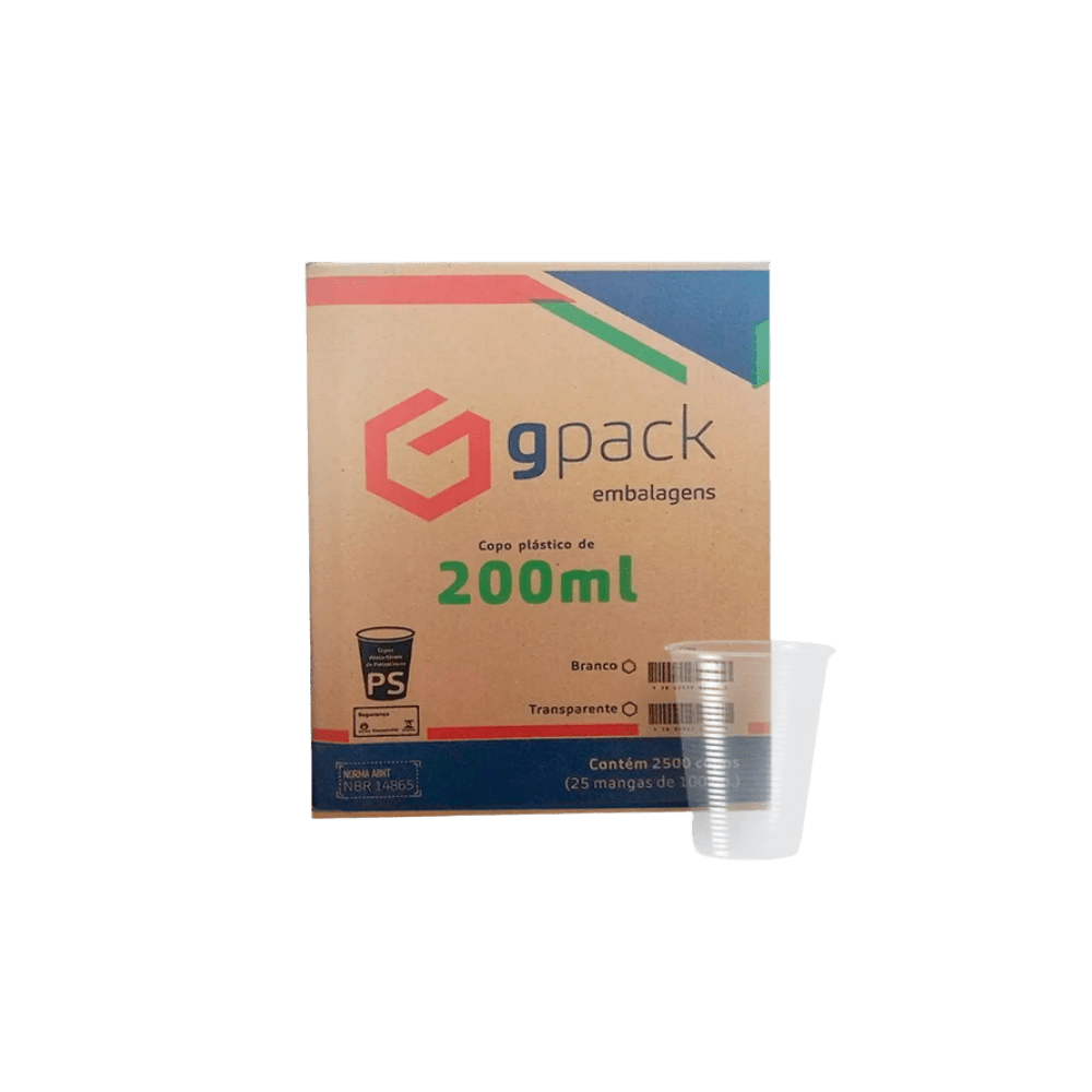 Copo 200ml Gpack Transparente PS 2.500 Unidades - e - dona