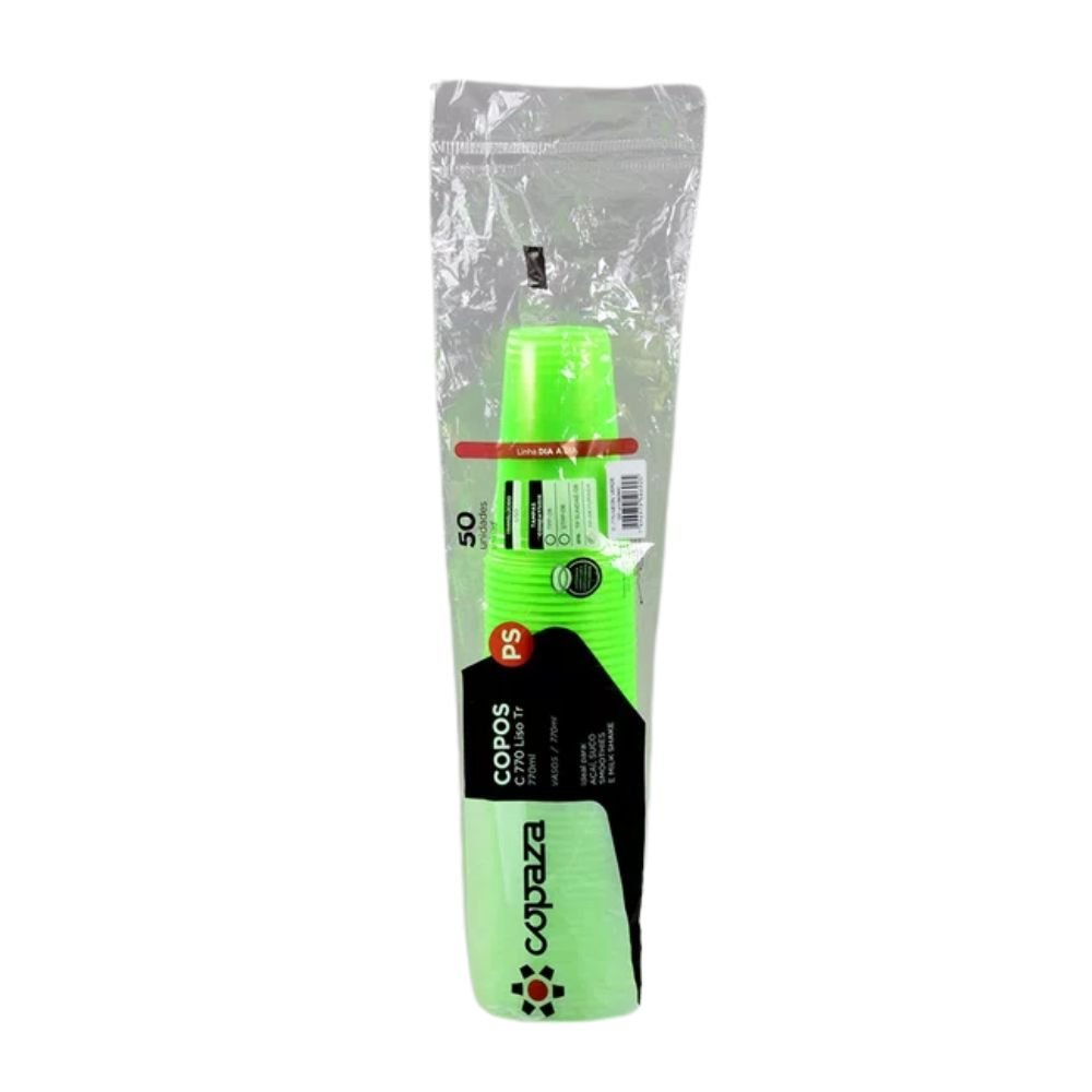 Copo 770ml Copaza PS Neon Verde com 500 Unidades - e - dona
