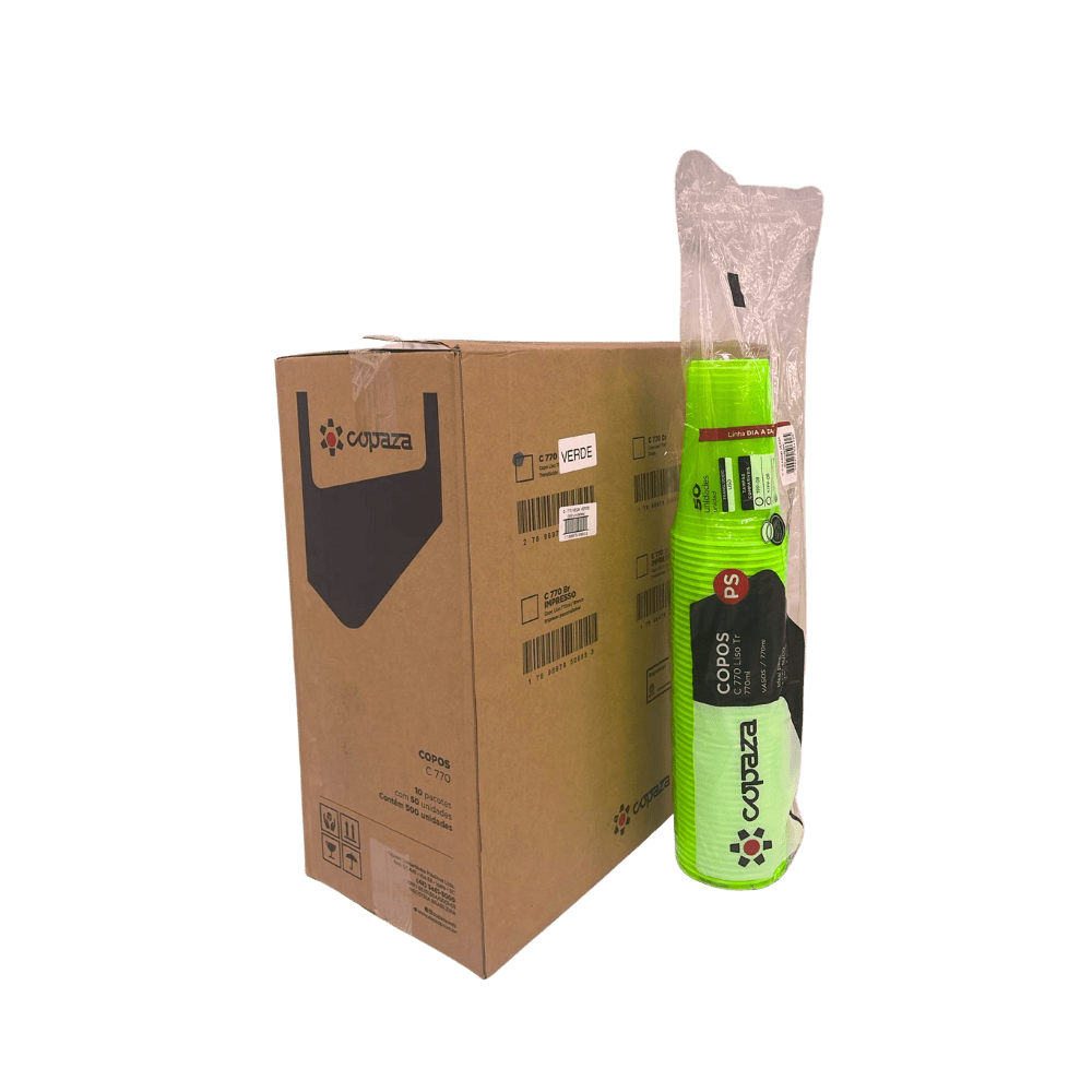 Copo 770ml Copaza PS Neon Verde com 500 Unidades - e - dona