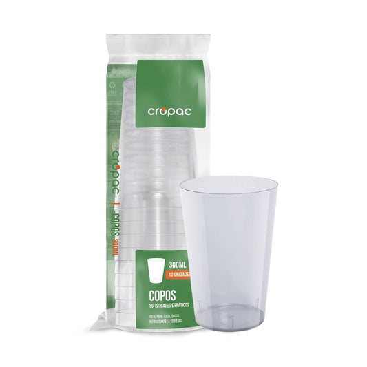 Copo Acrílico de 300ml Cristal Cropac com 10 unidades - e - dona