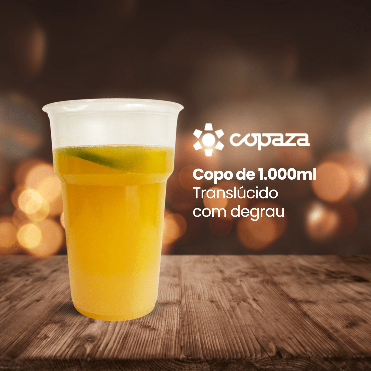 Copo de 1.000ml Translúcido com Degrau Copaza com 25 unidades - e - dona