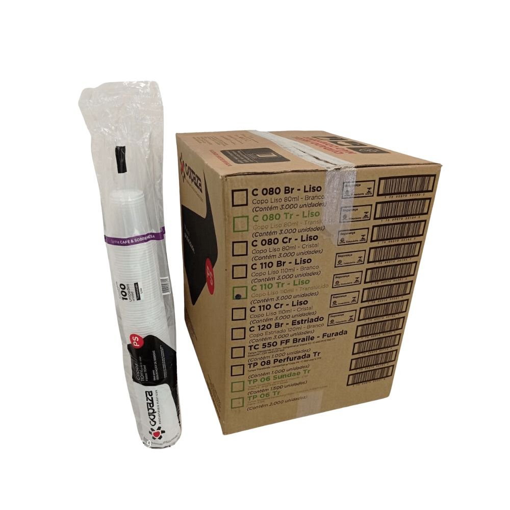 Copo de 110ml Translúcido Copaza com 3.000 unidades - e - dona