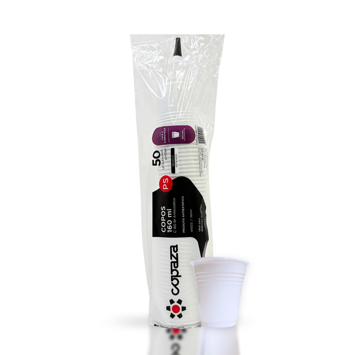Copo de 160ml branco Antiestático PS Copaza com 1.500 unidades para máquinas de café - e - dona